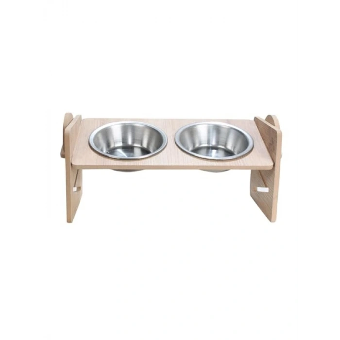 Ayarlanabilir Ahşap Mama Kabı, 2li Set