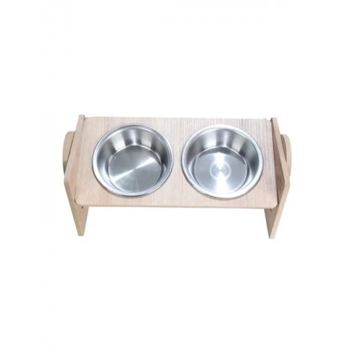 Ayarlanabilir Ahşap Mama Kabı, 2li Set