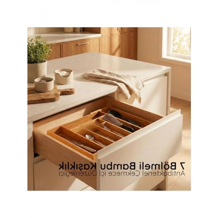Ayarlanabilir Bambu Çekmece İçi Kaşıklık - Hijyenik ve Doğal
