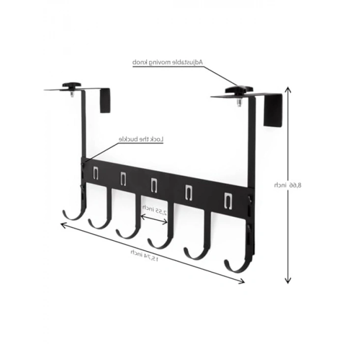 Ayarlanabilir Metal Kapı Arkası Askılık - 6 Kanca