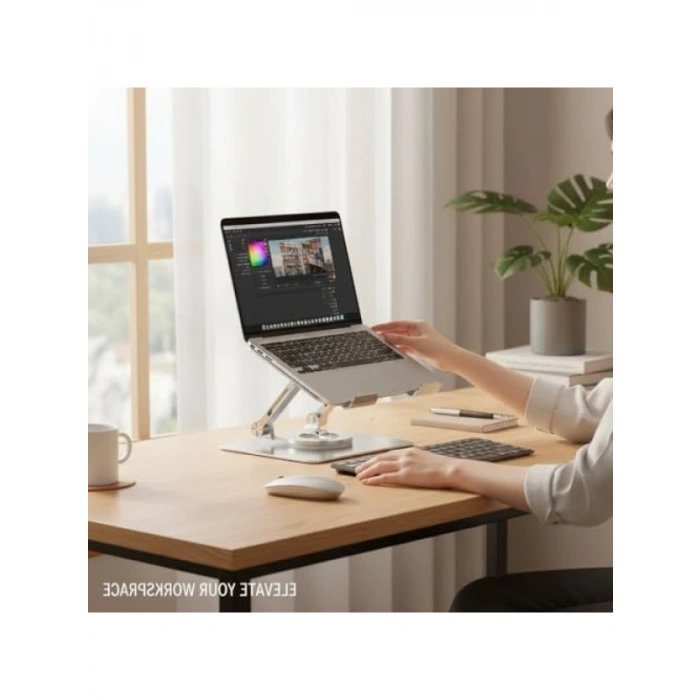 Ayarlanabilir Yükseklik ve 360° Dönen Laptop Standı, Taşınabilir Notebook Tutucu