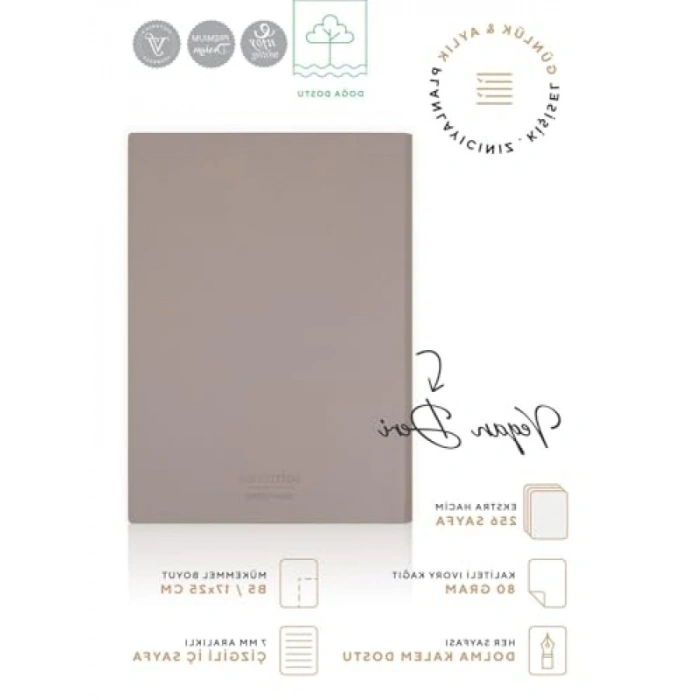 B5 Esnek Kapak Defter, 128 Yaprak, Çizgili, Krem
