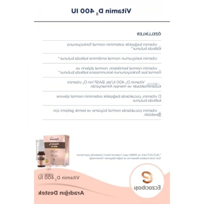 Bağışıklık ve Kemik Sağlığı İçin D3 Vitamini Sprey - 20 mL