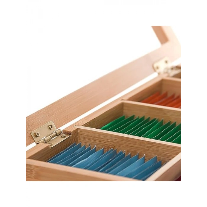 Bambu Organizer, Mıknatıslı Kapaklı Çay Kutusu