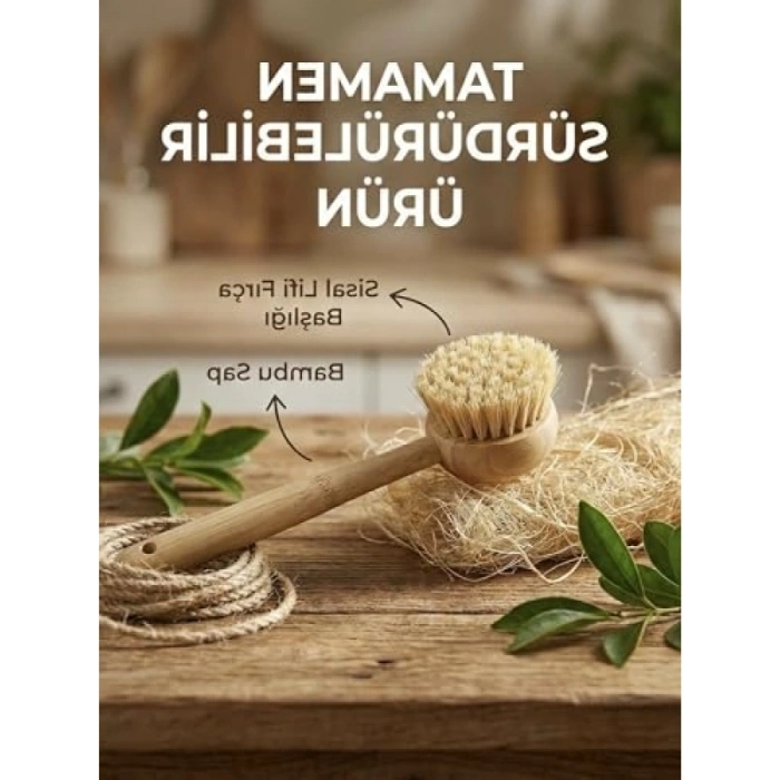 Bambu Saplı Sisal Lifli Bulaşık Fırçası