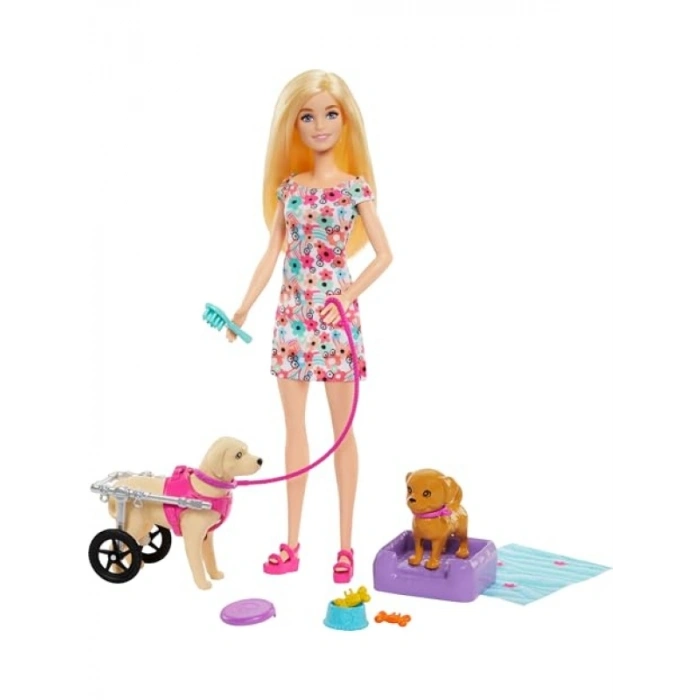 Barbie ile Oynanabilir Yavru Köpek ve Aksesuar Seti