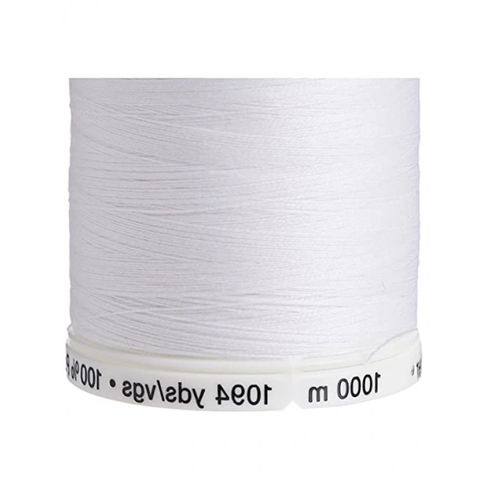 Beyaz Polyester Dikiş İpliği, 1000 m Uzunluk