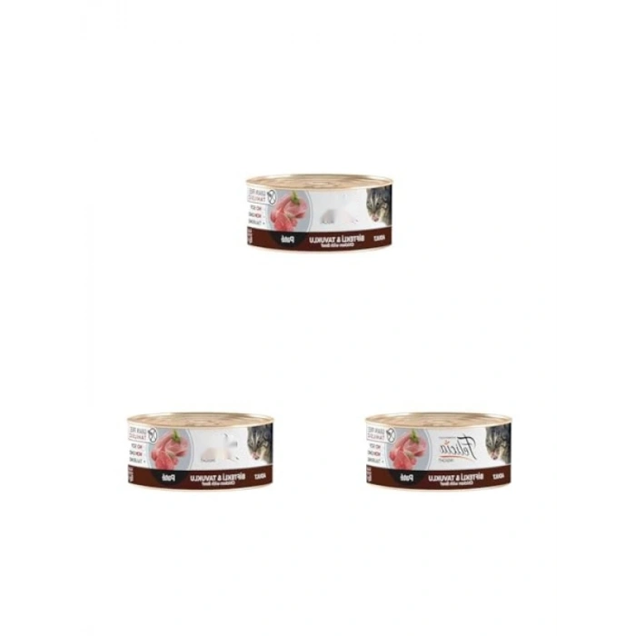 Biftekli-Tavuklu Kıyılmış Yaş Kedi Maması, Tahılsız, 85 g, 3lü Paket