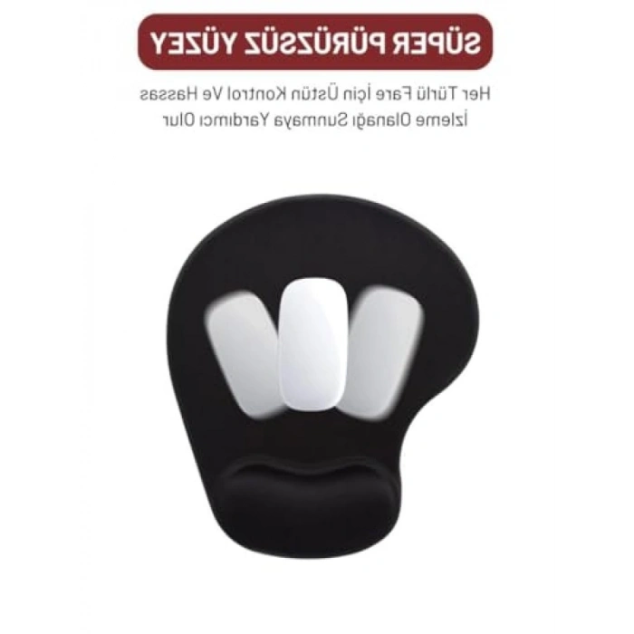 Bilek Destekli Siyah Mouse Pad - Ergonomik Tasarım