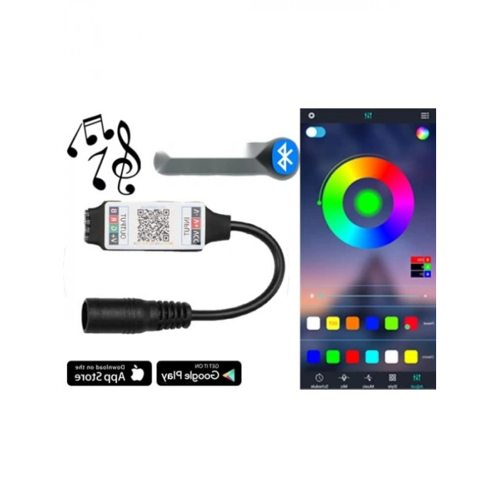 Bluetooth Kontrollü RGB Şerit LED Kontrol Cihazı - 10 Metreye Kadar