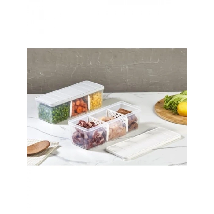 Bölmeli 2li Saklama Kabı 2 LT (Açık Gri)