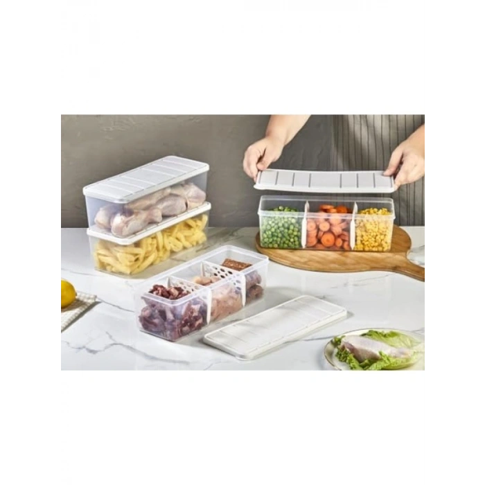 Bölmeli 2li Saklama Kabı 2 LT (Açık Gri)