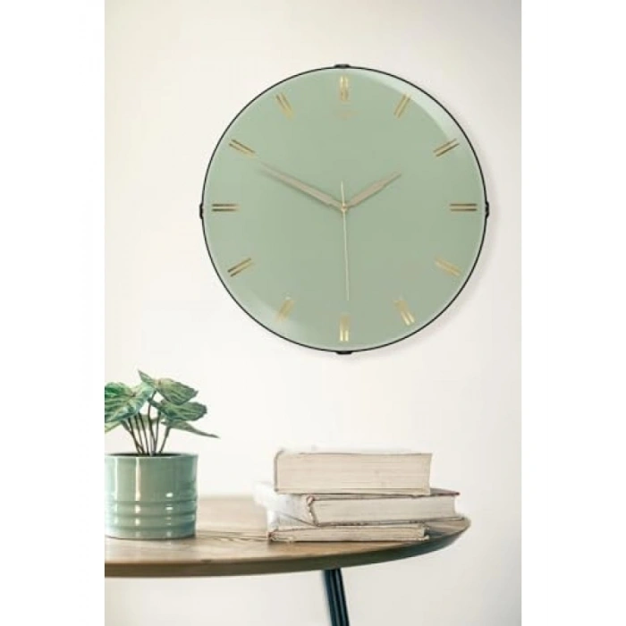 Bombeli Kadranlı Duvar Saati - Mint Yeşili 35 cm
