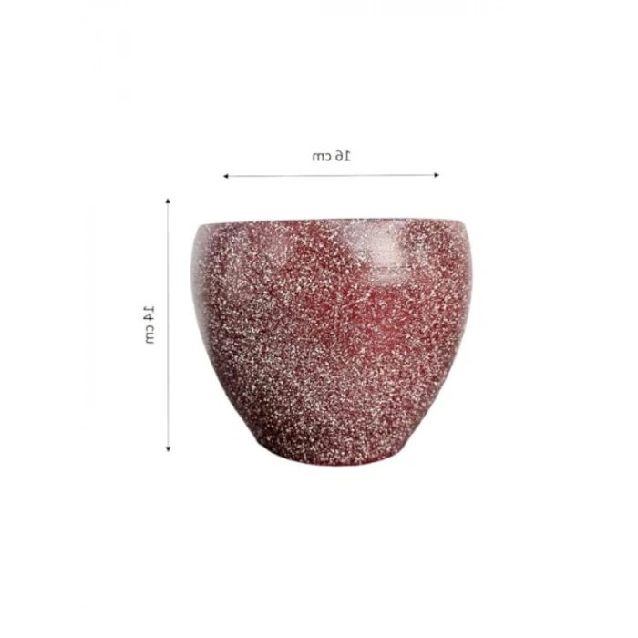 Bordo Granit Toprak Saksı - 15 cm - Estetik ve Şık