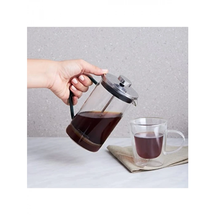 Borosilikat Cam French Press - Cool Green Renk, 600 ml