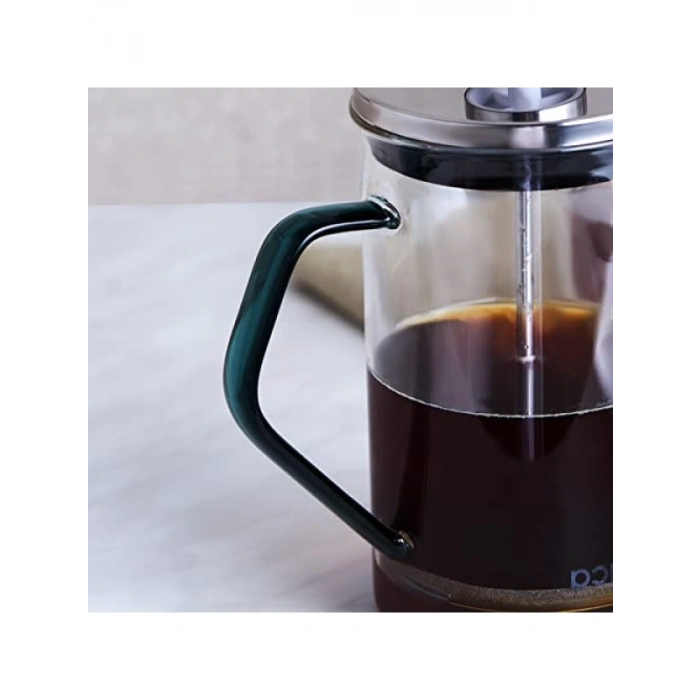 Borosilikat Cam French Press - Cool Green Renk, 600 ml