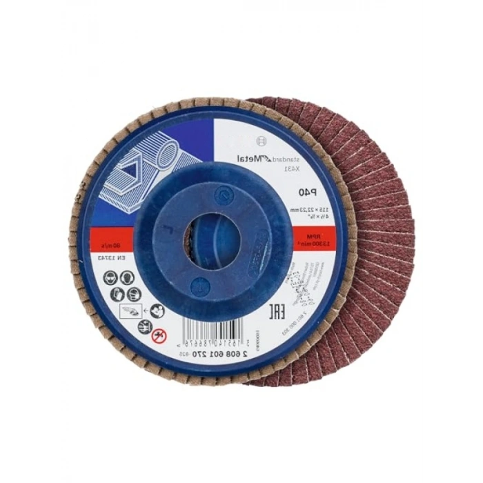 Bosch Professional 3 Adet Flap Disk Seti X431 Standard for Metal, Çelik ve Paslanmaz Çelik Taşlama için, Açılı, 115 mm, Kum Kalınlığı 40/60/80, Küçük Avuç Taşlama Makineleri için Uygundur