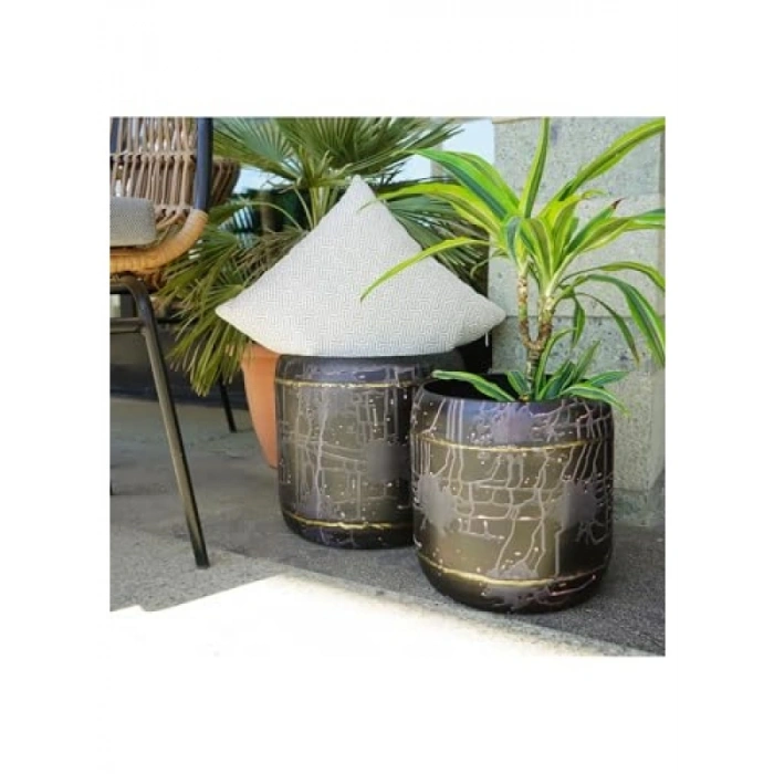 Büyük Metal Saksı - 39x35 cm