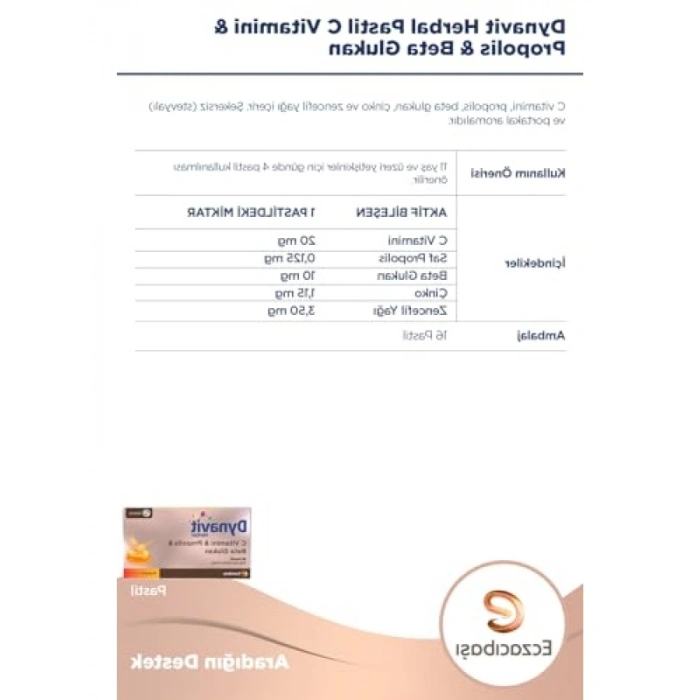 C Vitamini, Propolis ve Beta Glukan 16 Pastil | Bağışıklık Destekleyici