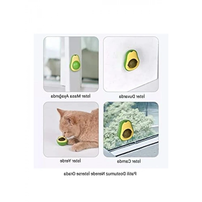 Catnipli Doğal Kedi Yalama Topu - Avokado Şeklinde, 6 Cm