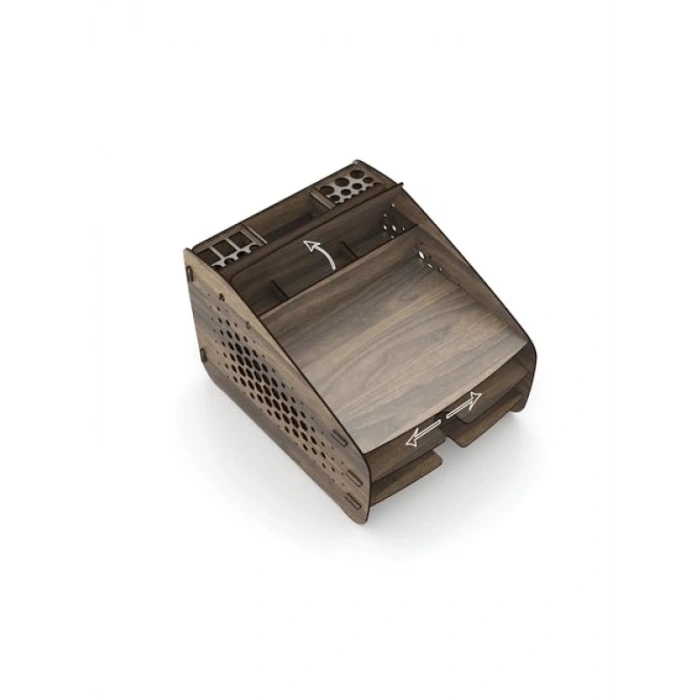 Ceviz Renk Masaüstü Organizer - Medium Hexa