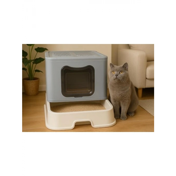 Çift Filtreli Katlanabilir Kedi Tuvaleti - Koku Emici
