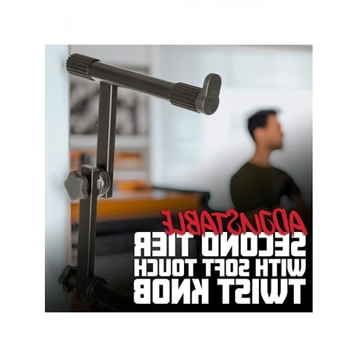 Çift Katlı X Tarzı Klavye Standı (Yükleme Kapasitesi: 79,4 kg | Üst Kat: 34 kg)