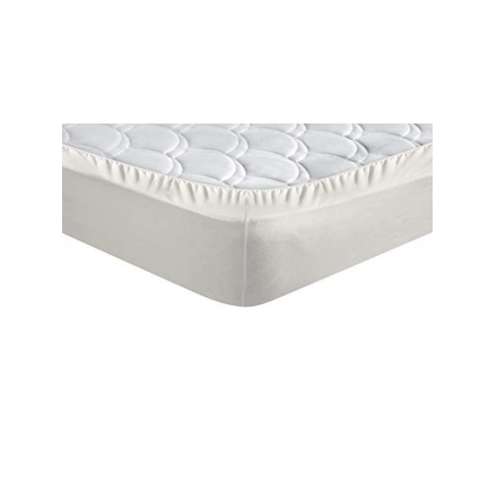 Çift Kişilik Pamuk-Elastan Lastikli Çarşaf - Krem Renk, 230 g/m²