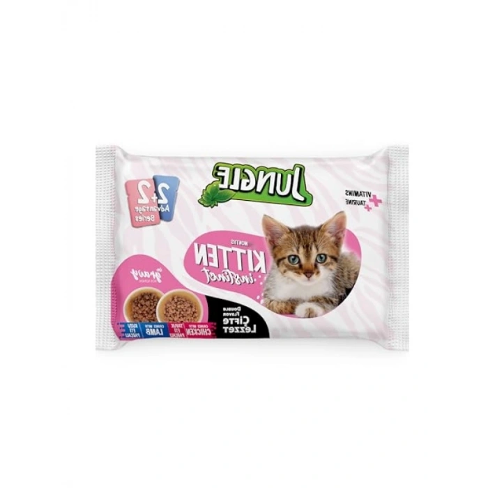 Çift Lezzet Pouch, Yavru Kedi için Tavuk-Kuzu, 4 x 100 Gr