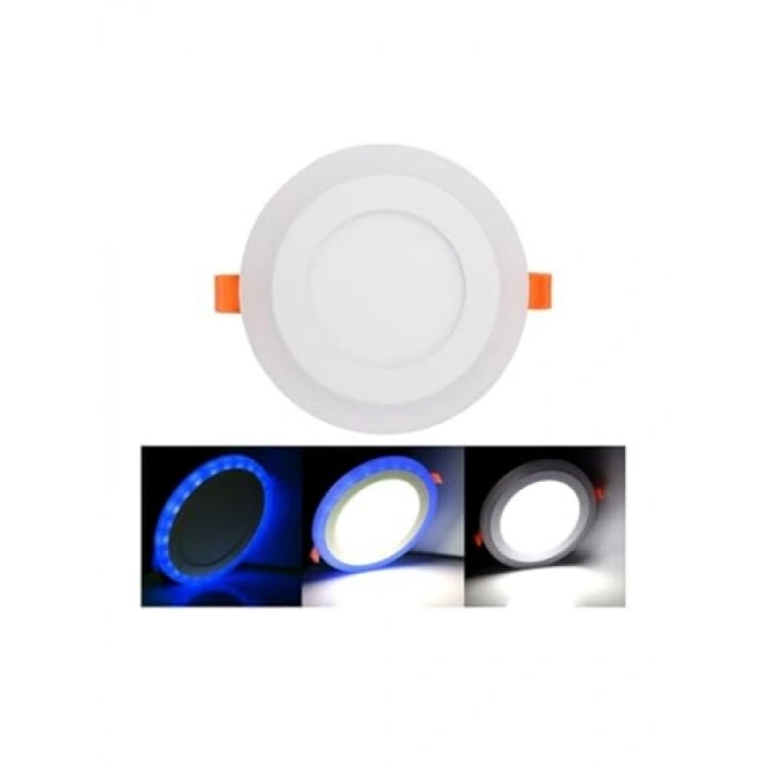 Çift Renkli 3+3 Watt Led Panel Tavan Spot Lambası - Mavi-Beyaz