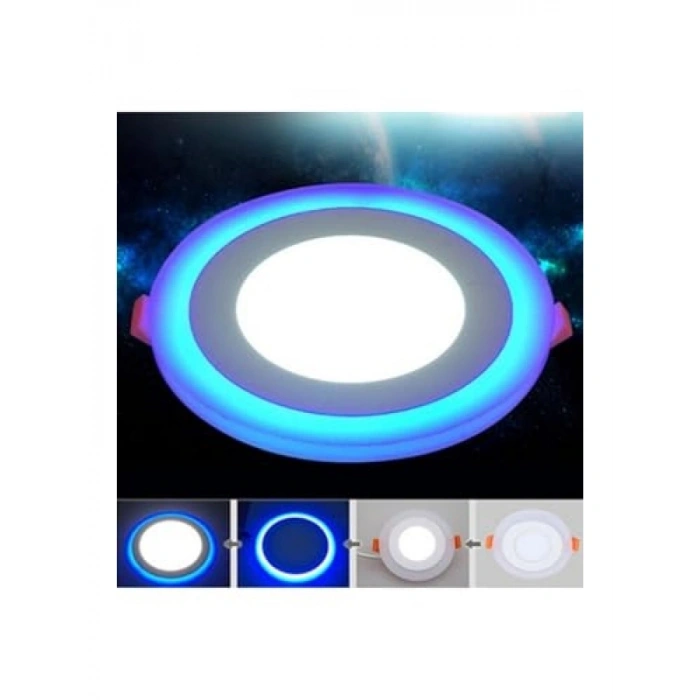 Çift Renkli 3+3 Watt Led Panel Tavan Spot Lambası - Mavi-Beyaz