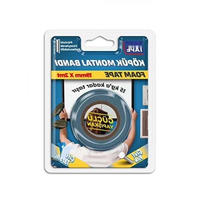 Çift Taraflı Köpük Aksesuar Montaj Bandı - 15 kg, 19 mm x 2 Metre
