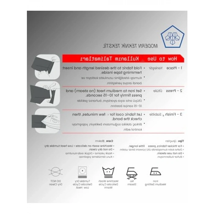 Çift Taraflı Yapışkan Tela - 2 cm x 50 m, Ütü ile Uygulama