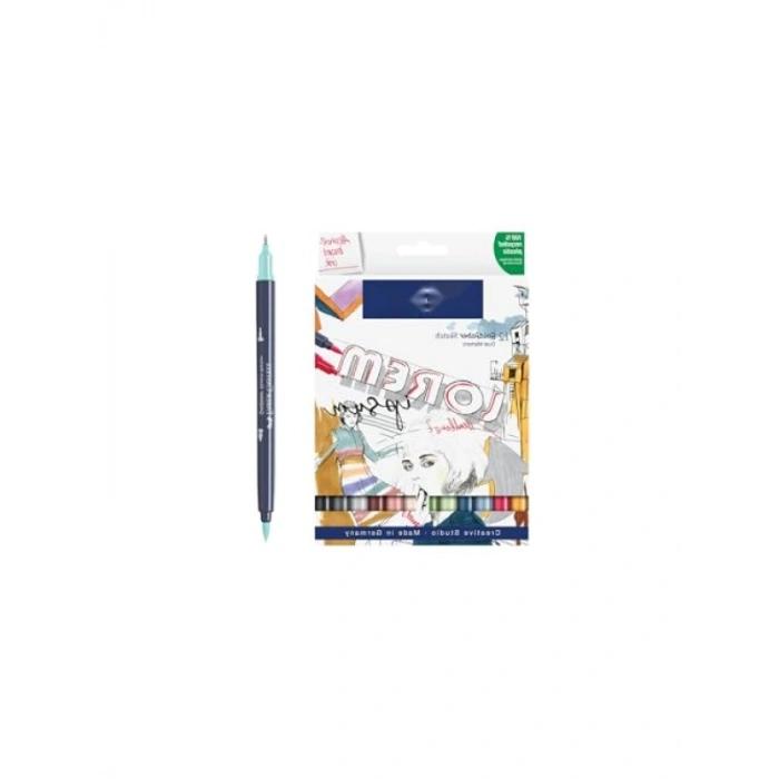 Çift Uçlu Fineliner Markör Seti, 12 Renk, 0.6 mm