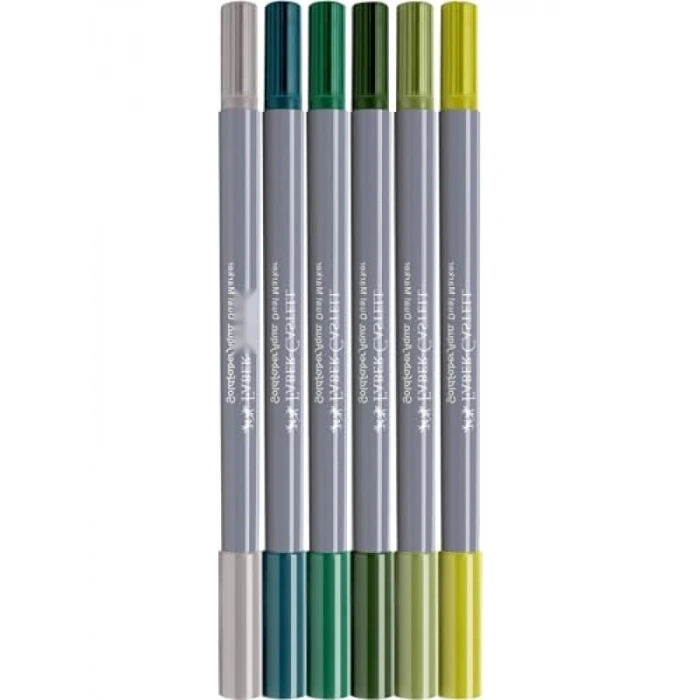 Çift Uçlu Markör Seti, Kaligrafi ve Detay Çizimler İçin, 6lı Renkli Set