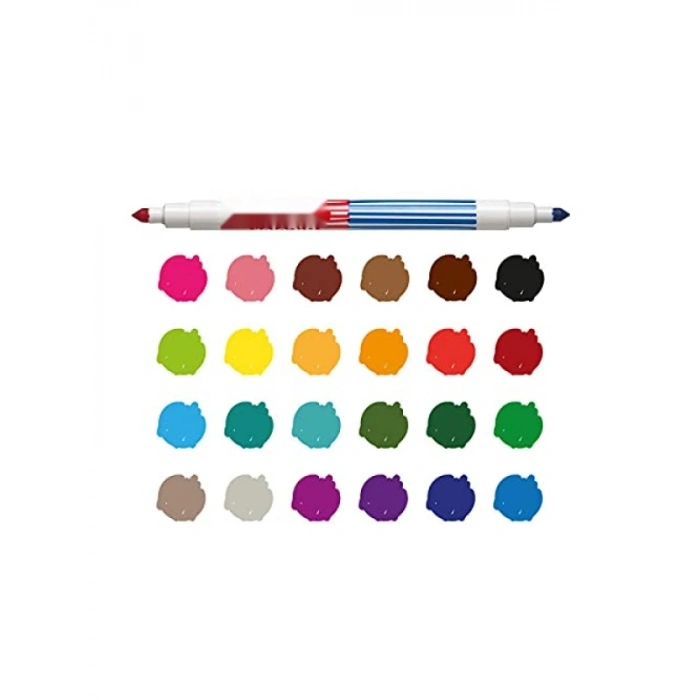Çift Uçlu Yıkanabilir Keçeli Boya Kalemi - 12Li Set