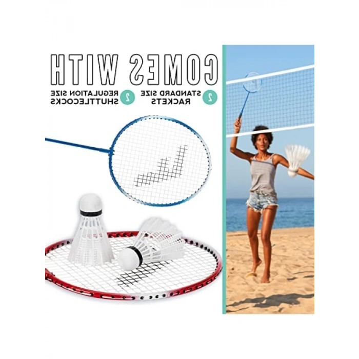Çocuk ve Yetişkinler için 2 Kişilik Badminton Raket Seti ve Top Takımı