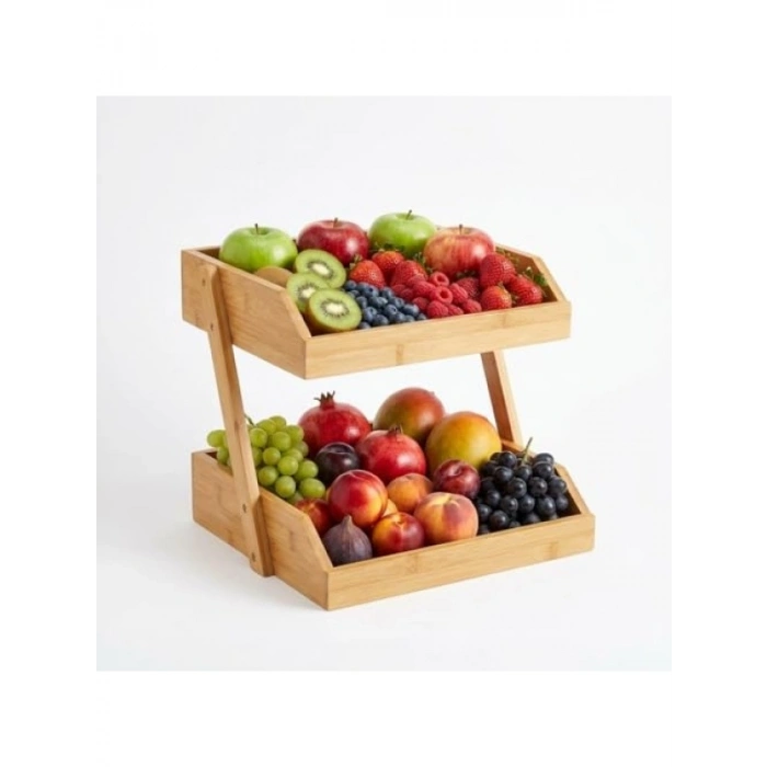 Çok Amaçlı Bambu Organizer Raf - 2 Katlı (26x32x23 cm)