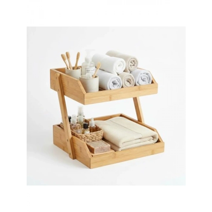 Çok Amaçlı Bambu Organizer Raf - 2 Katlı (26x32x23 cm)