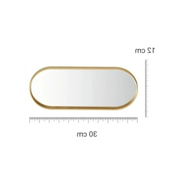 Çok Amaçlı Gold Oval Ayna ve Sunum Tepsisi (12x30 cm)