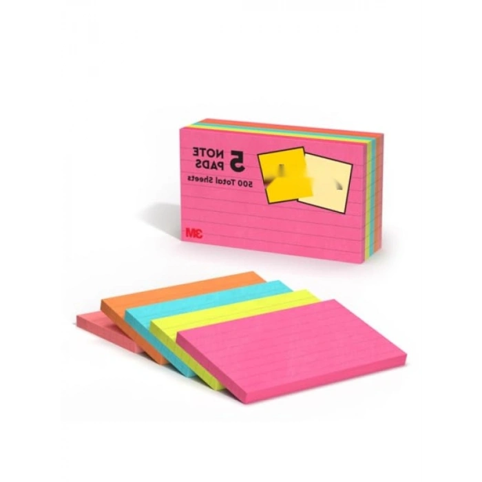 Çok Renkli Yapışkanlı Not Kağıtları, 76 x 127 mm, 5 Blok