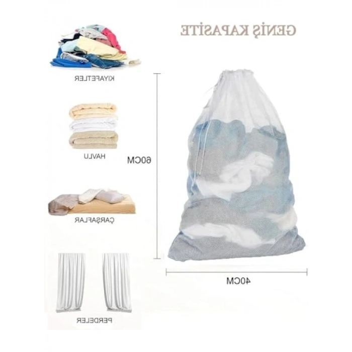 Dayanıklı Çamaşır Yıkama Filesi - 60 x 80 cm, Hassas Giysiler İçin Koruyucu Torba