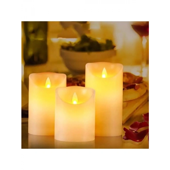 Dekoratif Alevsiz Led Işıklı Pilli Mum - 3 Farklı Boy