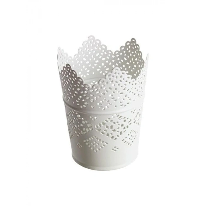 Dekoratif Metal Şamdan, Beyaz (11 cm)