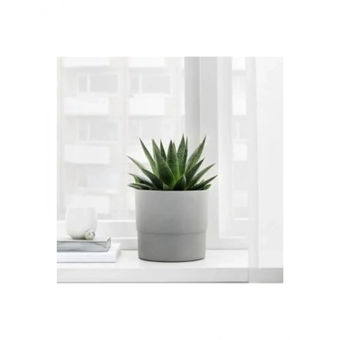 Dekoratif Plastik Saksı 15 cm Gri