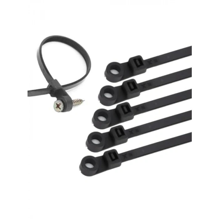 Delikli Vida Kablo Bağı Plastik Kelepçe 100lü Paket - Siyah, 3.6x150mm