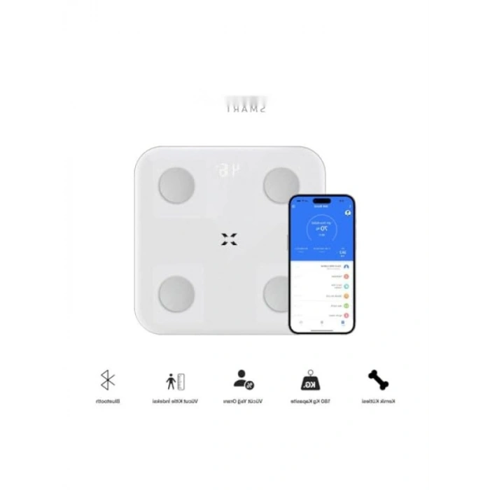 Dijital Akıllı Tartı - Yağ, Kemik, Kas Kütlesi Ölçen (Bluetooth)