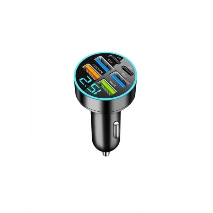 Dijital Ekranlı Araç Şarj Cihazı - 4 USB, Hızlı Şarj Özelliği