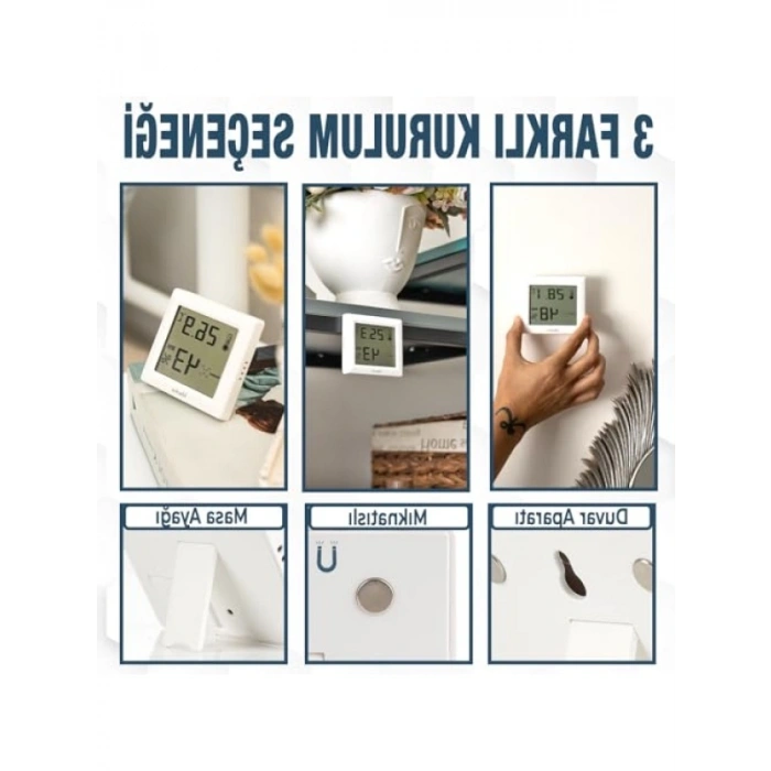 Dijital Oda Termometresi ve Nem Ölçer - LCD Ekranlı