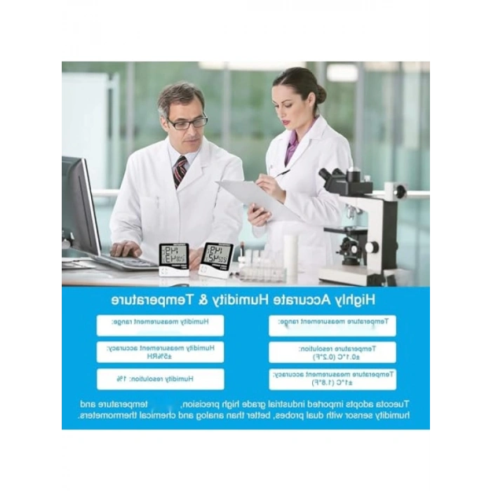 Dijital Termometre Higrometre, Büyük LCD Ekran, İç Mekan Kullanımı